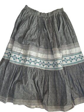 VINTAGE HANDMADE NATIVE AMERICAN SEMINOLE MICCOSUKEE INDIAN PATCHWORK SKIRT GRAY